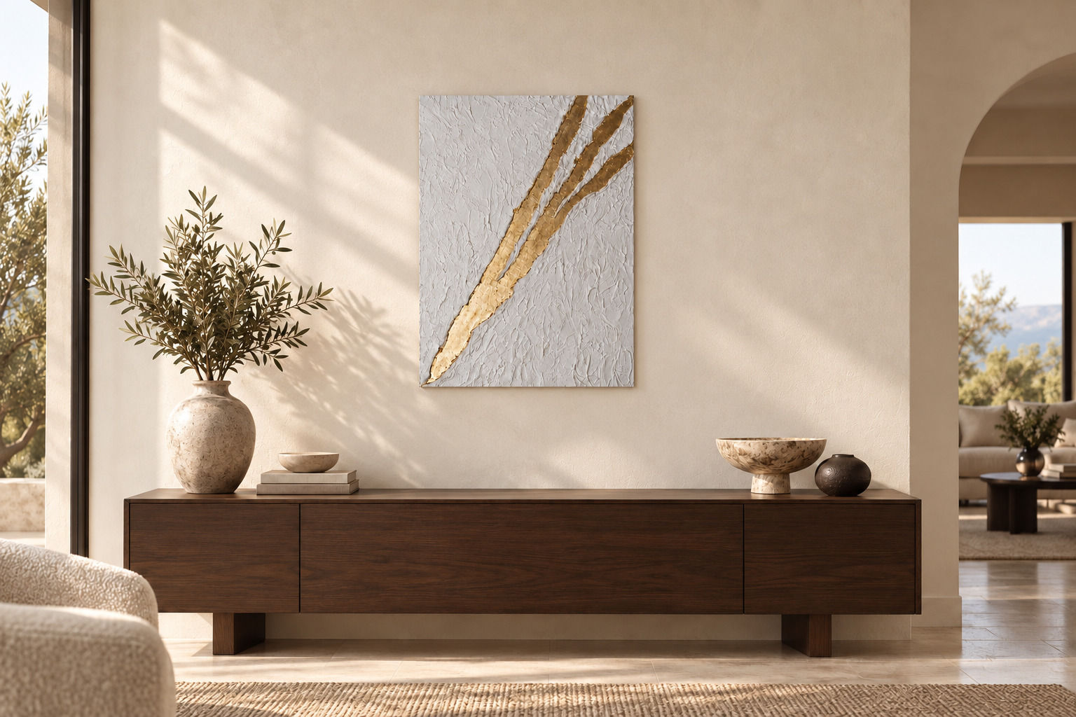 Golden Trace artwork in an interior
